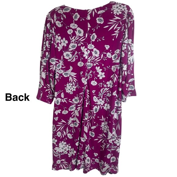 Jessica Howard Plus Floral Print Mini Shift Dress Fuchsia Size 14W - Picture 4 of 4